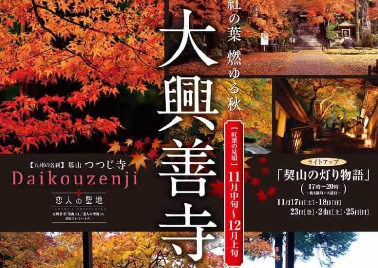 11 17から大興善寺の紅葉ライトアップ きやま門前市開催も 大字基山