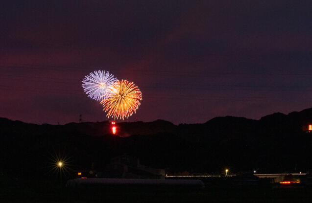 基山町市街地から見えた遠花火 21年7月 基肄城星花火 の様子 大字基山